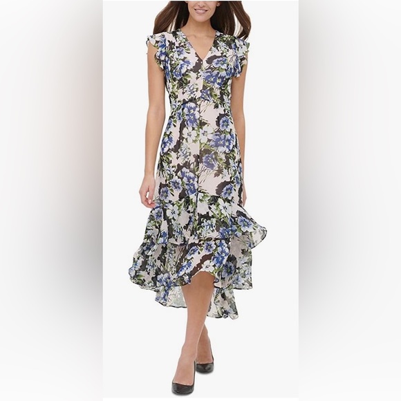 Tommy Hilfiger Dresses & Skirts - Tommy Hilfiger riviera floral chiffon high low dress with ruffled sleeve. Size 6